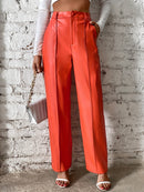 Emma - Bequeme Hohe Taille Hose mit geradem Bein und Taschen