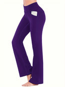 Anke – Schmal geschnittene Hose mit hoher Taille und weitem Bein und Taschen