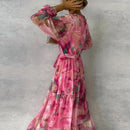 Olivia - Elegantes langärmeliges Maxikleid mit Blumenmuster