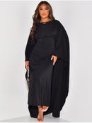 Rhea – Lässiges Cape-Ärmel-Kleid  Mit hohem Halsausschnitt und bodenlanger Länge