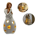 HeartGlow - Dekorative Mutter Tochter Statue mit flackerndem Kerzenleuchter