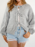 Fiorina - Elegante offene Strickjacke mit Schleifenmuster und langen Ärmeln