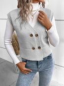 Larissa - Bequeme ärmellose Strickjacke mit V Ausschnitt und Knöpfen