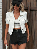 Leonie - Stylische kurzärmelige Jeansjacke mit Knöpfen und Taschen