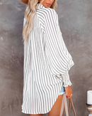 Lina – Gestreifte Bluse mit Knopfleiste und Fronttasche