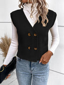 Larissa - Bequeme ärmellose Strickjacke mit V Ausschnitt und Knöpfen
