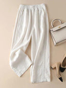 Zamina – Locker sitzende Hose mit elastischem Bund Taschen und weitem Bein