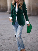 Tabea - Lässiger Reverskragen Blazer mit langen Ärmeln und Taschen