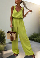 Leona – Ärmelloser Jumpsuit mit weitem Bein rückenfreier Passform und verstellbaren Trägern