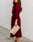 Aria - Bequemes Rundhalsausschnitt Midikleid