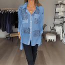 Lila – Lässige Bluse mit Knöpfen und Dreiviertelärmeln