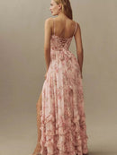Grace - Stylisches Maxikleid mit hohem Schlitz und floralen Prints