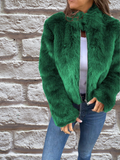 Emma - Langärmelig Kunstpelz Jacke Mit Reißverschluß