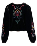 Johanna – Stylische bestickte Jacke mit V Ausschnitt und langen Ärmeln