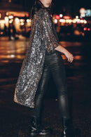 Erika - Modische Langarmjacke mit glänzenden Pailletten und offener Front