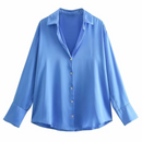 Grete – Lockere Passform Langarmshirt mit Knopfleiste