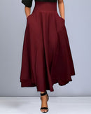 Leonora – Stylischer Hohe Taille Rock mit Gürtel und Taschen