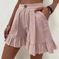 Amelina – Locker geschnittene Kurze Hosen mit hoher Taille und Falten und Taschen