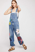 Zelie – Jumpsuit mit weitem Bein und Blumenmuster verstellbaren Trägern und Taschen