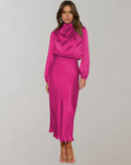 Mila - Lässig Satin Ärmel Lose Langes Kleid