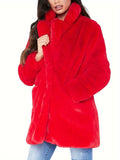 Hannah - Langärmeliger Flauschig Reversmantel Mit Taschen