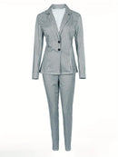 Elsa - Karierter Druck Blazer Und Hosen Zweiteiliges Set