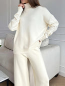Emilia - Rollkragenpullover Strickpullover Lose Hosen Zweiteiliges Set