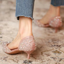 Greta - Stilvolle Schuhe mit spitzer Zehe und mittlerem Absatz mit Glitzeroberfläche