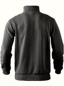 Klaus - Warmer langärmeliger Halber Reißverschluss Strickpullover