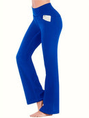 Anke – Schmal geschnittene Hose mit hoher Taille und weitem Bein und Taschen