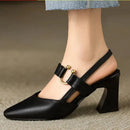 Silvana – Bequeme Schuhe mit spitzer Spitze Absatz Schnallen und rutschfester