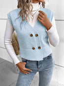 Larissa - Bequeme ärmellose Strickjacke mit V Ausschnitt und Knöpfen