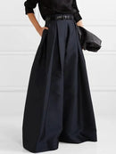 Emilia - Bequeme Hose mit hoher Taille und weitem Bein mit Falten