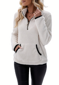 Ella - Warmer Langärmelig Halber Reißverschluss Vlies Pullover