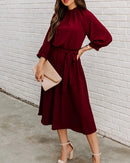 Aria - Bequemes Rundhalsausschnitt Midikleid