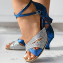 Antonia - Modische funkelnde Riemchensandalen mit rutschfester Sohle und gekreuzten Riemen