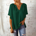 Yliana - Elegante Bluse mit V Ausschnitt und kurzen Ärmeln