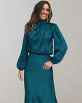Mila - Lässig Satin Ärmel Lose Langes Kleid