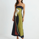 Juliana – Modisches ärmelloses Schulterfrei Longkleid mit Druckdesign