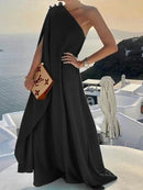 Amara - Elegantes Maxikleid mit  Ein-Schulter und zartem Schulterdetail