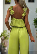 Leona – Ärmelloser Jumpsuit mit weitem Bein rückenfreier Passform und verstellbaren Trägern
