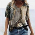 Jamie – Bunte Bluse mit kurzen Ärmeln und V-Ausschnitt für einen lässigen Stil