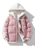 Freya - Langärmelige Reißverschluss Kapuze Pufferjacke Mit Taschen