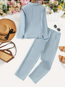Mina - Reverskragen Blazer Hohe Taille Hosen Zweiteiliges Set