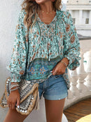 Luisa - Lässiges bedrucktes Langarmshirt mit V Ausschnitt für einen modischen Look
