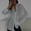 Elena - Langärmliges Paillettenhemd mit Reversdesign und Button-Down-Verschluss