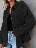 Emilia - Lässige Langarm Cordjacke mit Knöpfen und Taschen