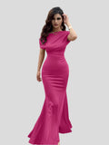 Selena – Natürliches Kleid mit bodenlangen und kurzen Ärmeln