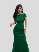 Selena – Natürliches Kleid mit bodenlangen und kurzen Ärmeln