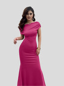 Selena – Natürliches Kleid mit bodenlangen und kurzen Ärmeln